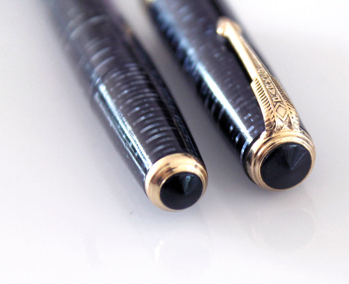 RESTORED 1941 PARKER AZURE PEARL VACUMATIC DEBUTANTE DOUBLE JEWEL FOUNTAIN PEN
