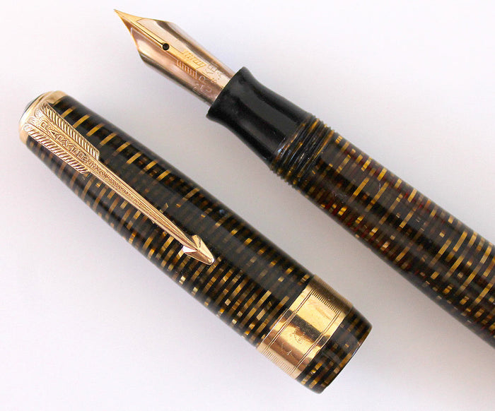RESTORED 1941 PARKER DOUBLE JEWEL VACUMATIC MAJOR FOUNTAIN PEN WITH JEWELERS CAP BAND
