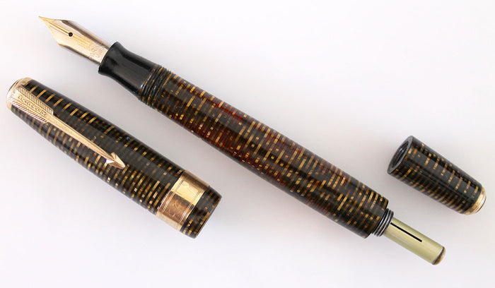 RESTORED 1941 PARKER DOUBLE JEWEL VACUMATIC MAJOR FOUNTAIN PEN WITH JEWELERS CAP BAND