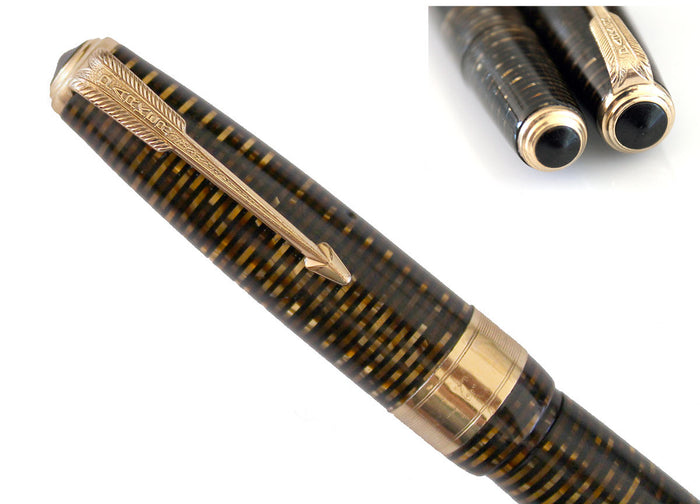 RESTORED 1941 PARKER DOUBLE JEWEL VACUMATIC MAJOR FOUNTAIN PEN WITH JEWELERS CAP BAND