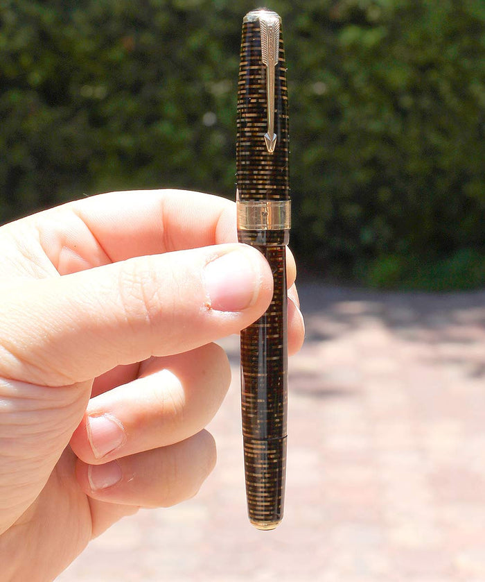 RESTORED 1941 PARKER DOUBLE JEWEL VACUMATIC MAJOR FOUNTAIN PEN WITH JEWELERS CAP BAND