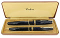 RESTORED 1943 PARKER AZURE PEARL VACUMATIC FOUNTAIN PEN SET IN ORIGINAL BOX OFFERED BY ANTIQUE DIGGER