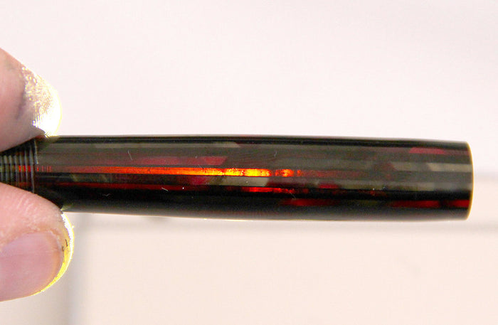 RESTORED 1943 PARKER STRIPED SENIOR DUOFOLD DUSTY ROSE CELLULOID FOUNTAIN PEN