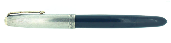 RESTORED 1944 PARKER 51 CEDAR BLUE VACUMATIC FOUNTAIN PEN STERLING CAP RESTORED OFFERED BY ANTIQUE DIGGER