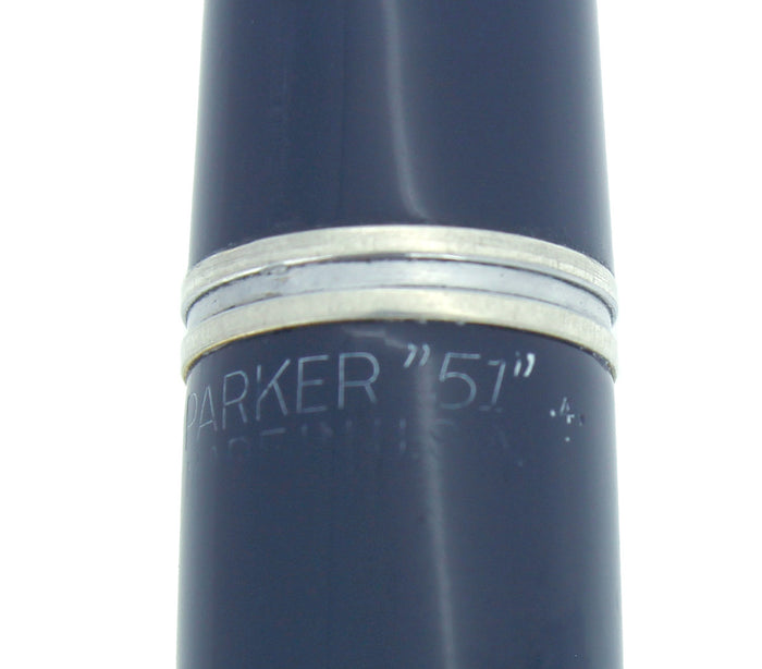 RESTORED 1944 PARKER 51 CEDAR BLUE VACUMATIC FOUNTAIN PEN STERLING CAP RESTORED OFFERED BY ANTIQUE DIGGER