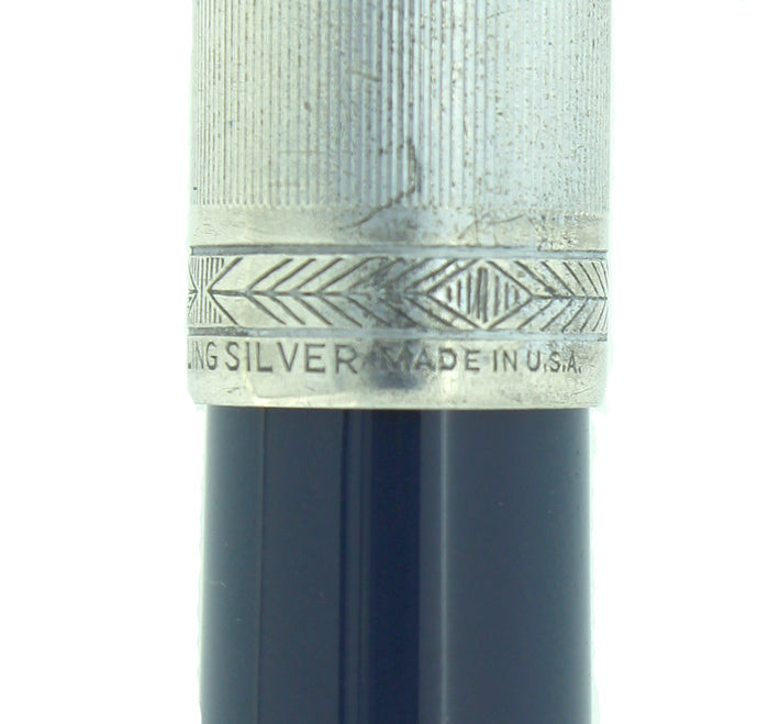 RESTORED 1944 PARKER 51 CEDAR BLUE VACUMATIC FOUNTAIN PEN STERLING CAP RESTORED OFFERED BY ANTIQUE DIGGER