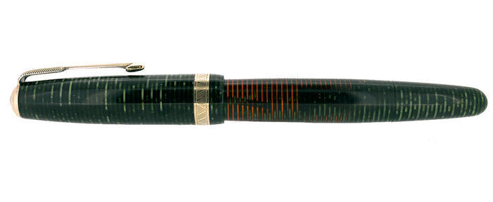 RESTORED 1944 PARKER EMERALD PEARL SINGLE JEWEL VACUMATIC FOUNTAIN PEN OFFERED BY ANTIQUE DIGGER
