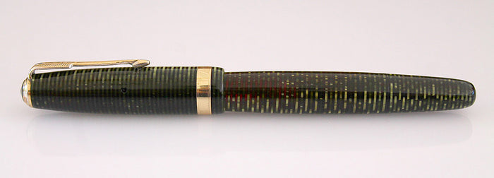 RESTORED 1946 PARKER EMERALD PEARL VACUMATIC MAJOR FOUNTAIN PEN WITH F to BB SEMI-FLEXIBLE NIB