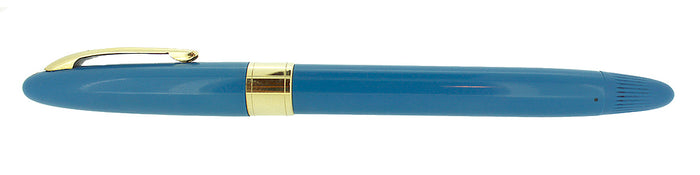 RESTORED CIRCA 1953 SHEAFFER SNORKEL VALIANT PASTEL BLUE FOUNTAIN PEN & PENCIL SET WITH BOX OFFERED BY ANTIQUE DIGGER