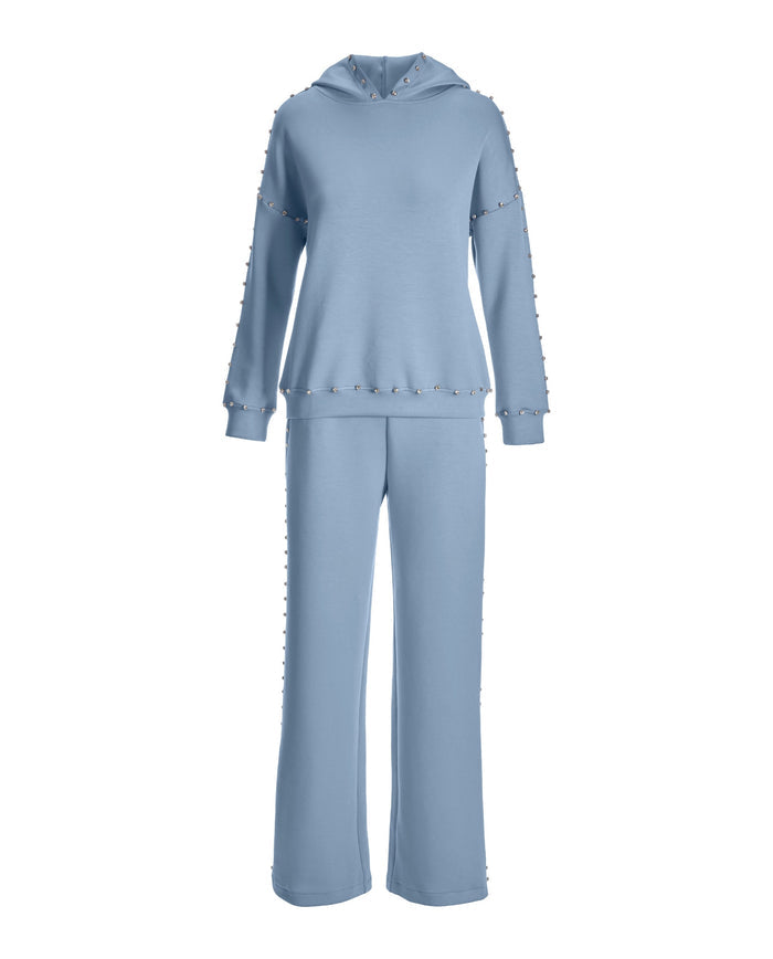 Rhinestone Trim Sport Set Airy Blue