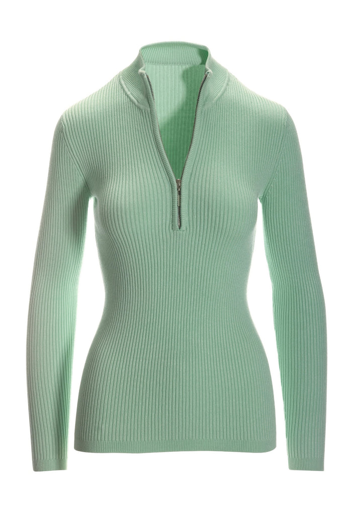 Ribbed Half Zip Up Sweater Icy Morn
