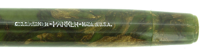 SCARCE C1933 PARKER MODERNE BRAZILLAN GREEN FOUNTAIN PEN & PENCIL SET RESTORED OFFERED BY ANTIQUE DIGGER