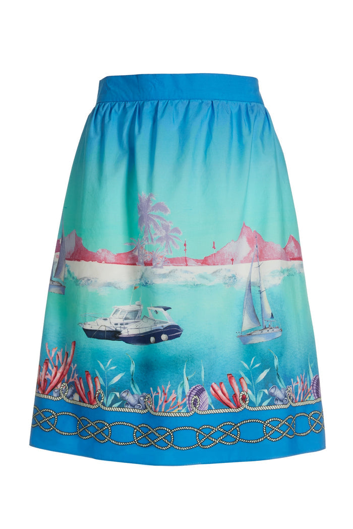 Seascape View Skirt Blue Multi