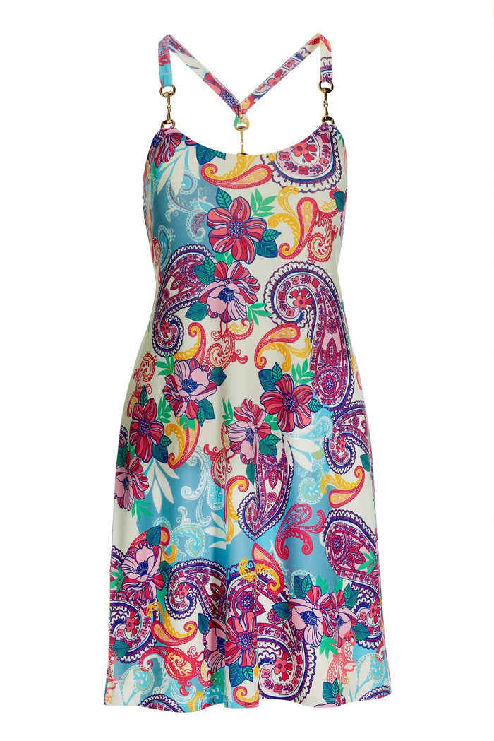 Sedona Swirls Print Hardware Detail Short Dress Multi