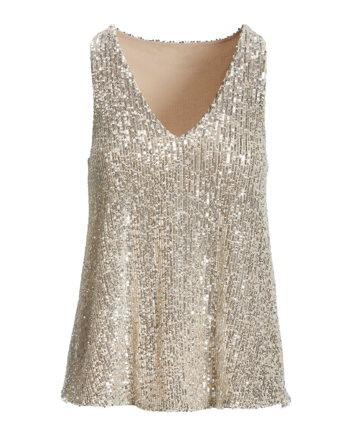 Sequin Knit Tank Top Champagne