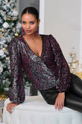 Sequin Surplice Blouse Multi