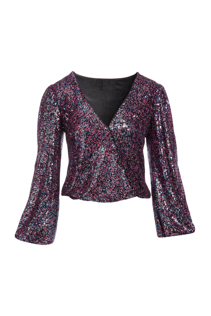 Sequin Surplice Blouse Multi