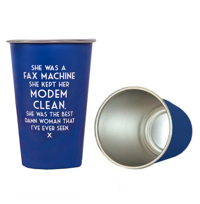 She Was a Fax Machine Pint Glass - Blue