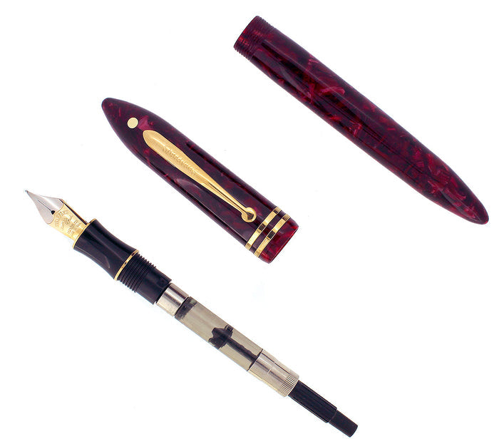 SHEAFFER BALANCE II CRIMSON GLOW FOUNTAIN PEN 18K MED NIB NOS MINT IN BOX OFFERED BY ANTIQUE DIGGER