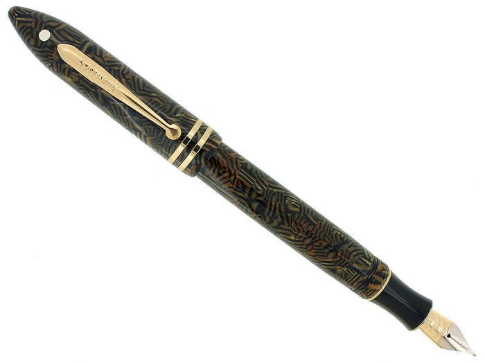 SHEAFFER BALANCE II TIGER EYE FOUNTAIN PEN 18K MED NIB NEVER INKED MINT IN BOX OFFERED BY ANTIQUE DIGGER