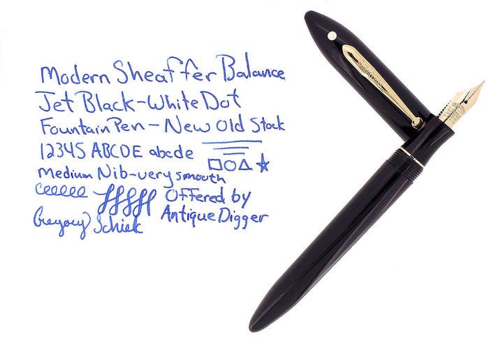 SHEAFFER BLACK BALANCE II WHITE DOT JET MEDIUM 14K NIB FOUNTAIN PEN OFFERED BY ANTIQUE DIGGER
