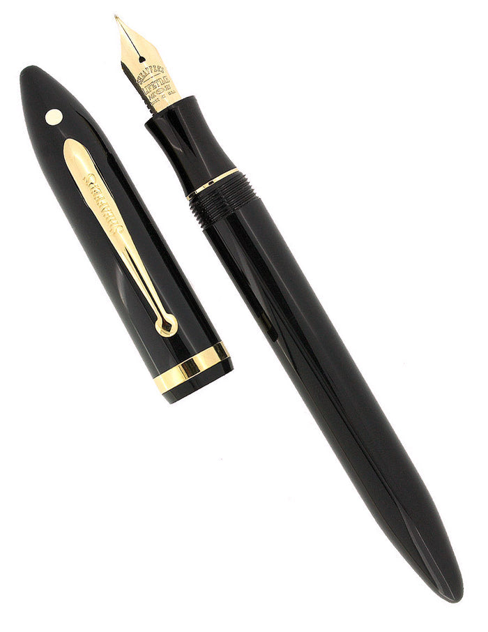 SHEAFFER BLACK BALANCE II WHITE DOT JET MEDIUM 14K NIB FOUNTAIN PEN OFFERED BY ANTIQUE DIGGER