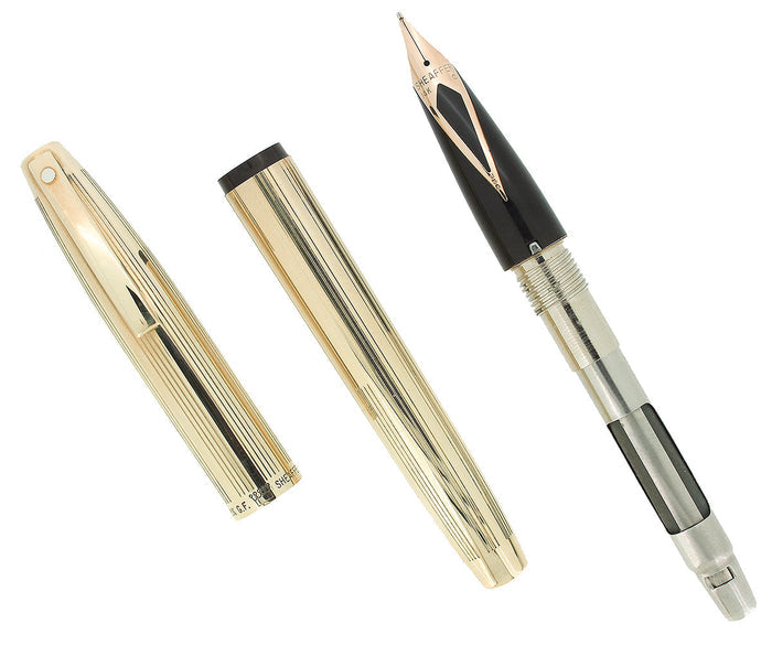SHEAFFER IMPERIAL MODEL 777 12K GOLD FILLED OVERLAY FOUNTAIN PEN STICKERED OFFERED BY ANTIQUE DIGGER