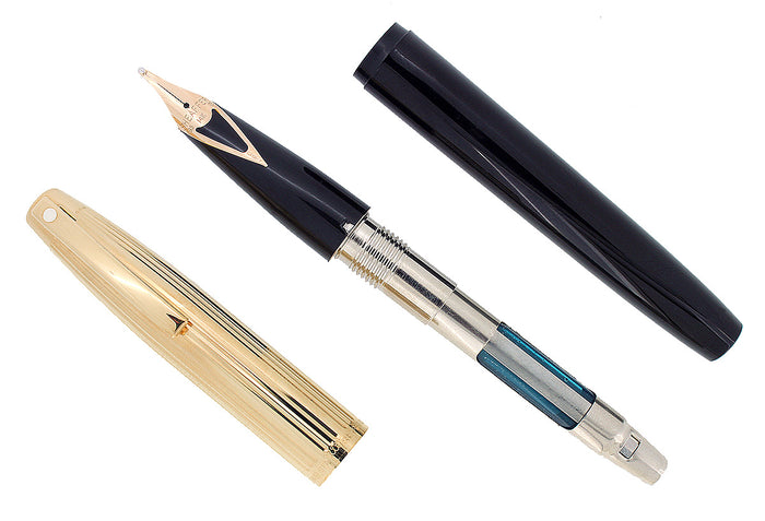 SHEAFFER IMPERIAL MODEL 790 GOLD FLUTED CAP FOUNTAIN PEN BROAD NIB NEVER INKED OFFERED BY ANTIQUE DIGGER