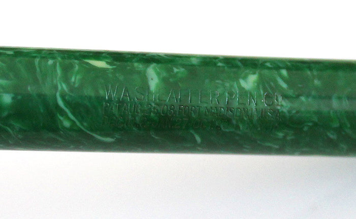SHEAFFER OVERSIZED FLAT TOP JADE GREEN CELLULOID FOUNTAIN PEN
