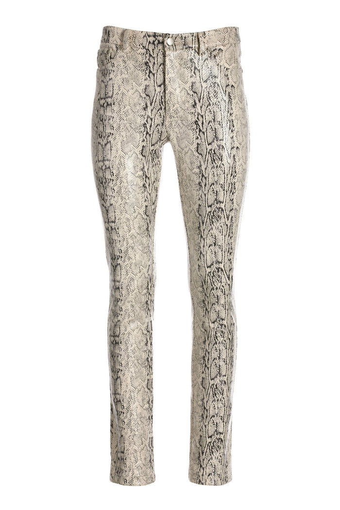 Silver Shimmer Snake Print Five-Pocket Pant Off White/Silver
