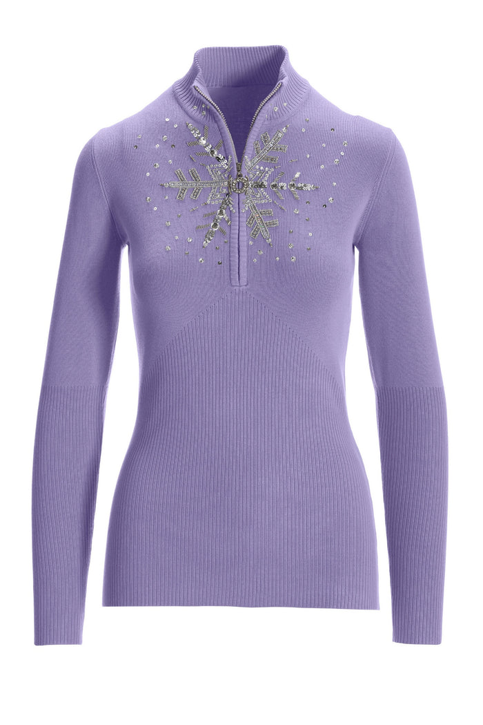 Snowflake Zip Sweater Lavender