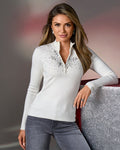 Snowflake Zip Sweater Off White/Silver