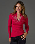 Snowflake Zip Sweater Red/Silver