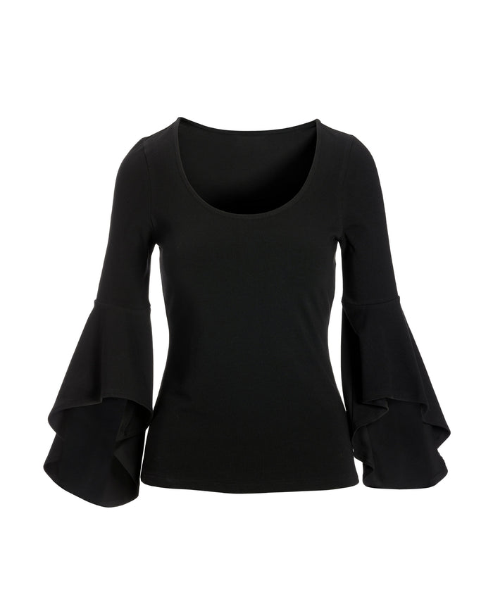 So Sexy Flare Sleeve Knit Top Black
