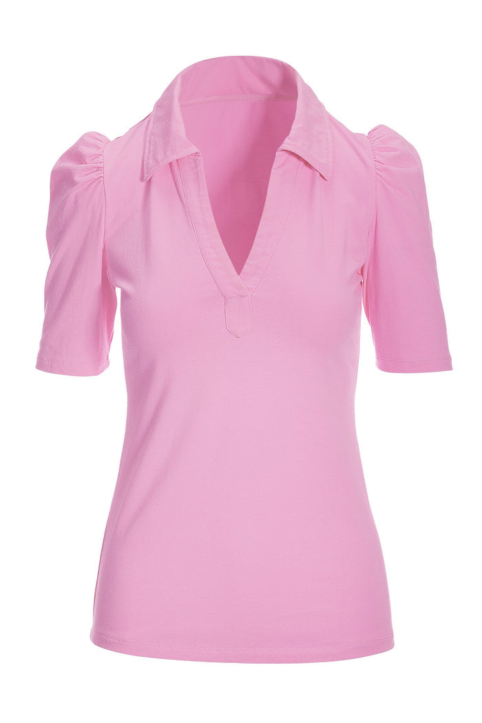 So Sexy Puff Sleeve Collar Top Orchid Pink