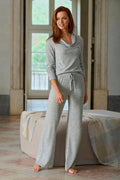 So Soft Wide Leg Drawstring Pant Light Heather Gray