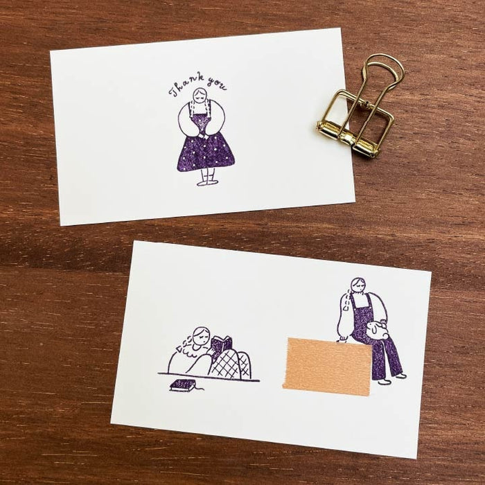 Stamp Marché Illustration Stamp - Reading