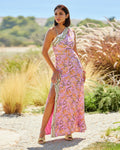 Status Chain One Shoulder Dress Pink