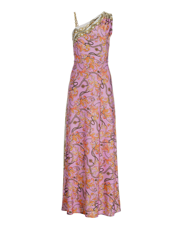 Status Chain One Shoulder Dress Pink