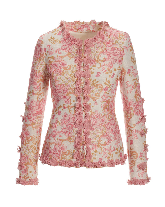 Status Print 3D Floral Jacket Pink Multi
