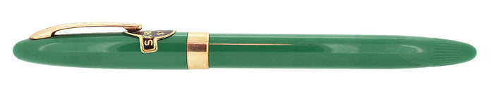 STICKERED C1953 SHEAFFER SARATOGA PASTEL GREEN SNORKEL FOUNTAIN PEN & PENCIL SET MINT NEW OLD STOCK OFFERED BY ANTIQUE DIGGER