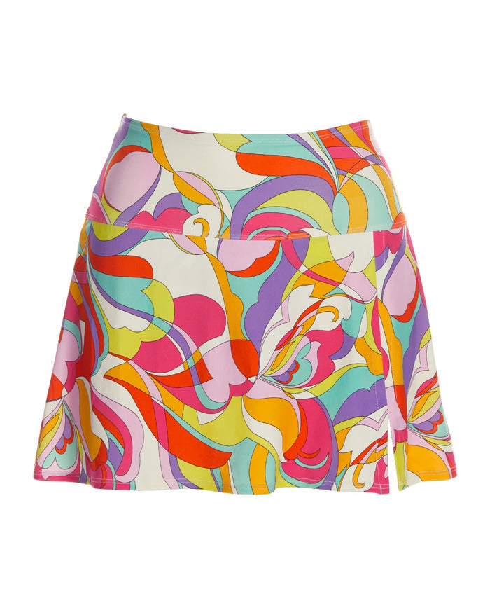 Swim Sense Sunset Waves Printed High-Waist Skirted Bottom Multi