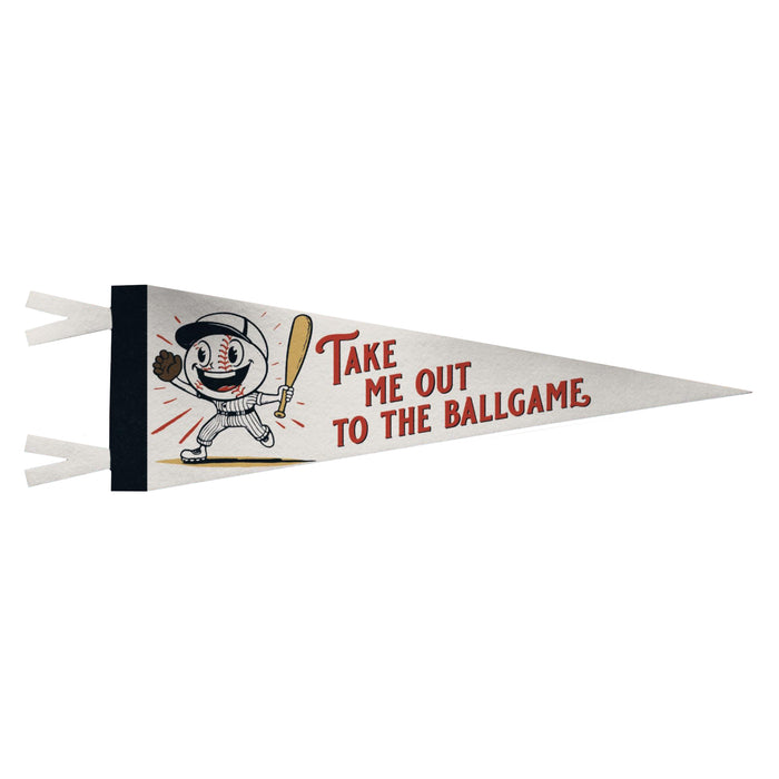 Take Me Out To the Ballgame White Felt Pennant