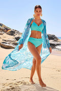 Teal Waters Printed Duster Blue