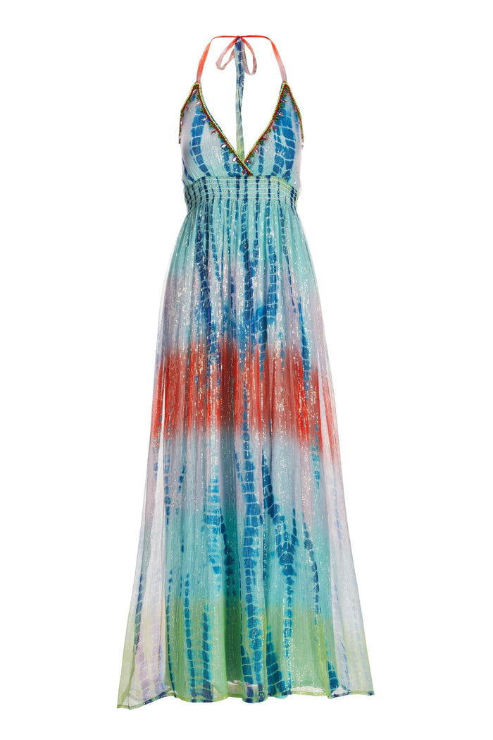Tie Dye Print Embellished Maxi Multi