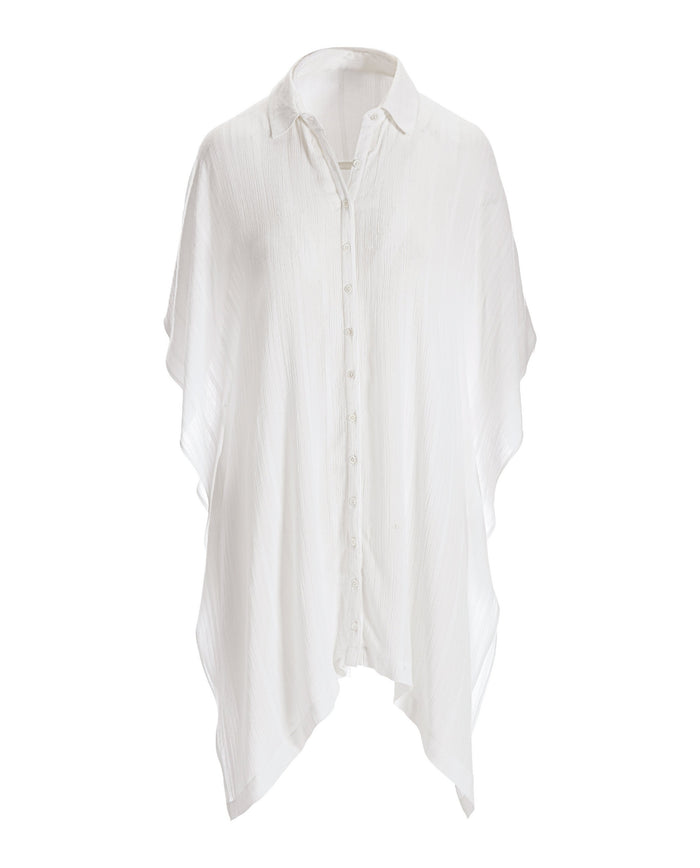 Tie Front Versatile Shirt and Cover-Up White