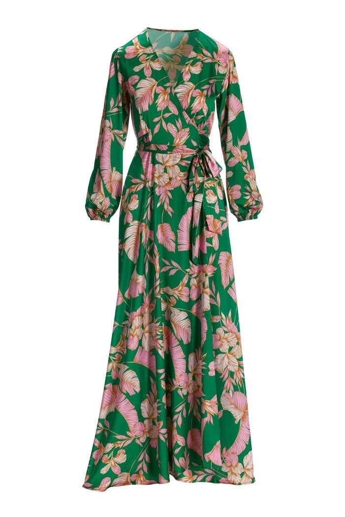 Tropical Summer Wrap Maxi Green Multi
