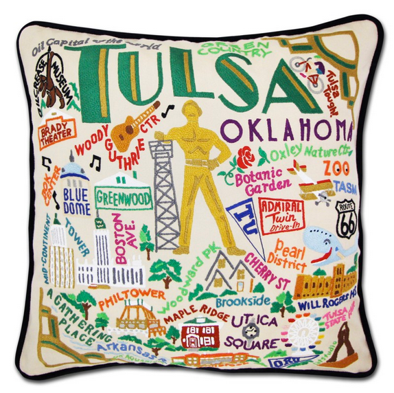 Tulsa Hand-Embroidered Pillow