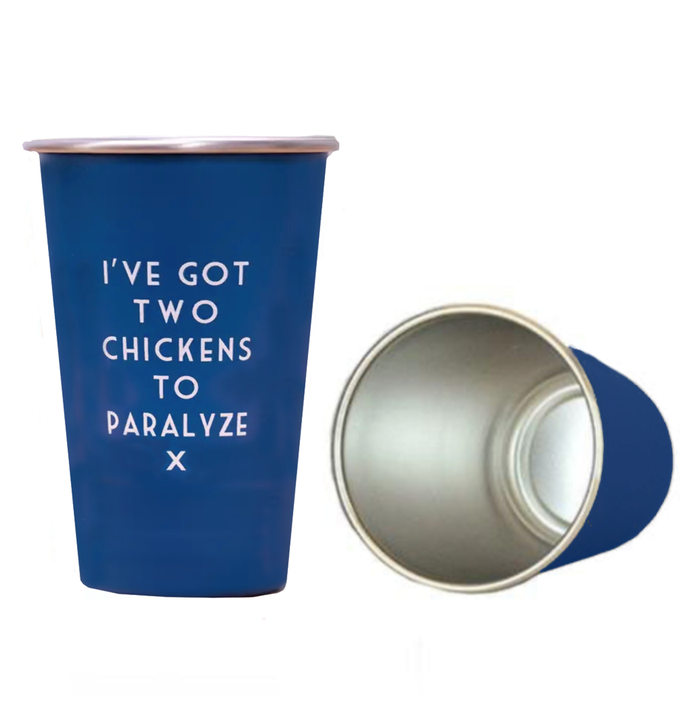 Two Chickens Pint Glass - Blue