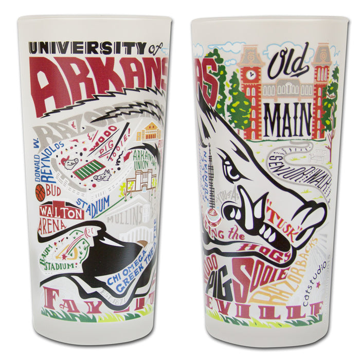 University of Arkansas Collegiate Frosted Glass Tumbler